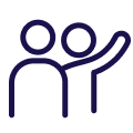 two people one waving icon