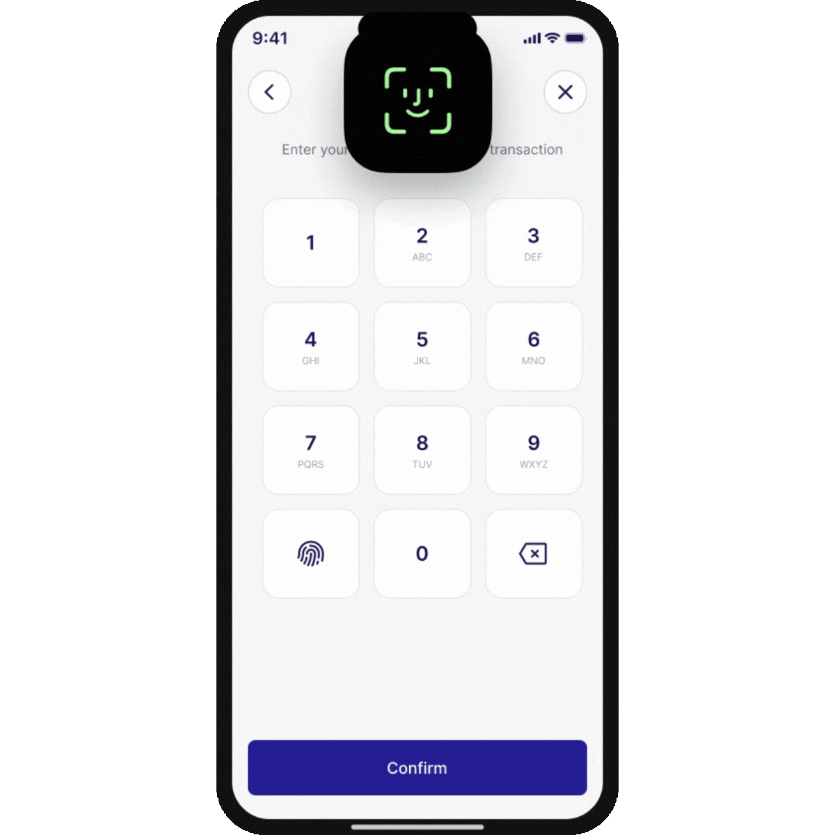 Approve transactions securely mobile view GIF