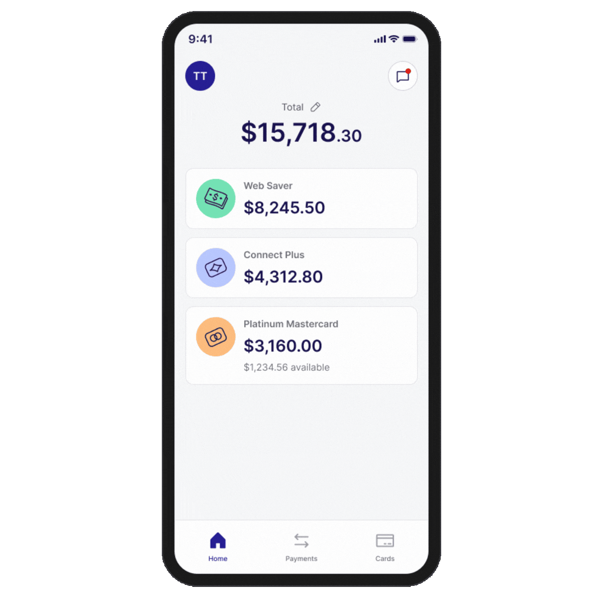 Customise your total balance mobile view