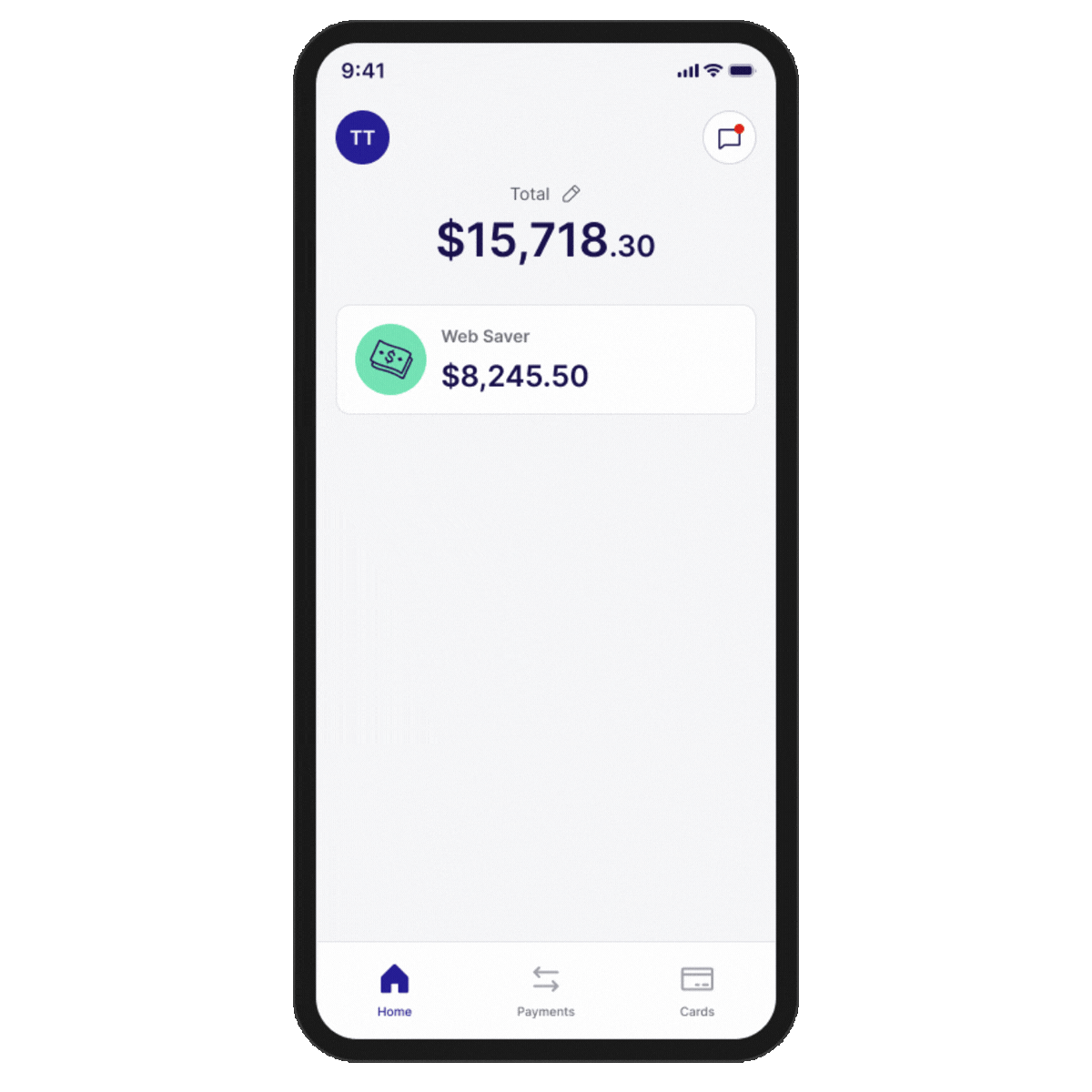 Updated home screen mobile view GIF