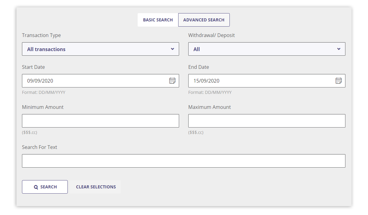 Search types TSB website