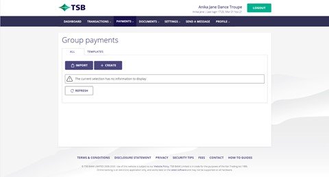 Group payments TSB website