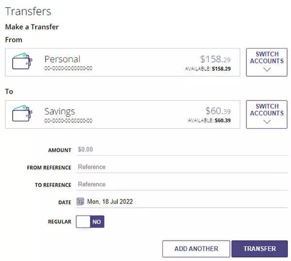 Transfers TSB website