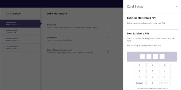 Card setup TSB website