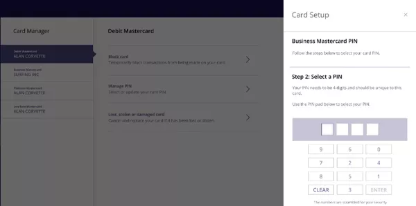 Card setup TSB website