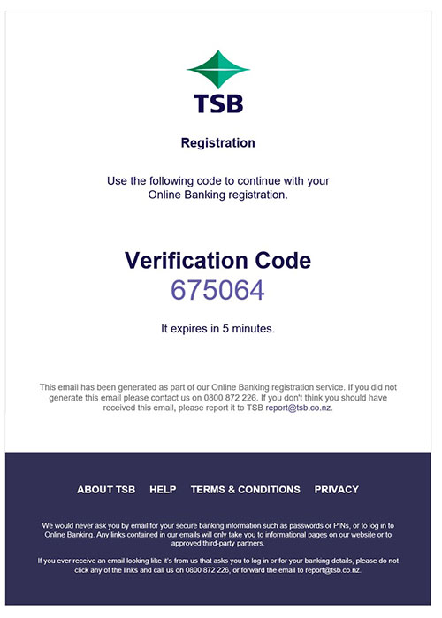 TSB Verification code
