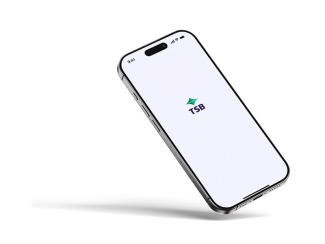 TSB mobile app opening screen on an iPhone