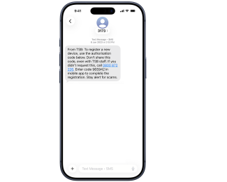 TSB 2FA screenshot on an iPhone