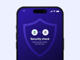 Smartphone displaying TSB Confirmation of Payee security check screen