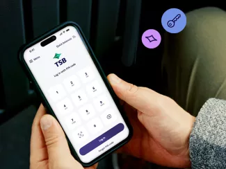 TSB mobile app log in screen PIN