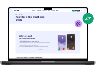 Application for a TSB credit card on a Mac Book Pro