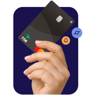 hand holding up the TSB Platinum Mastercard 