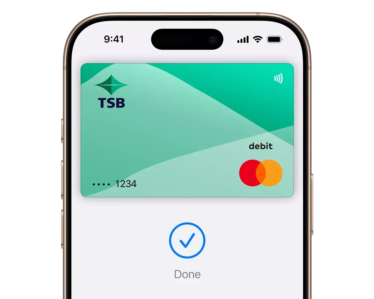 Apple Pay TSB Mastercard Debit phone