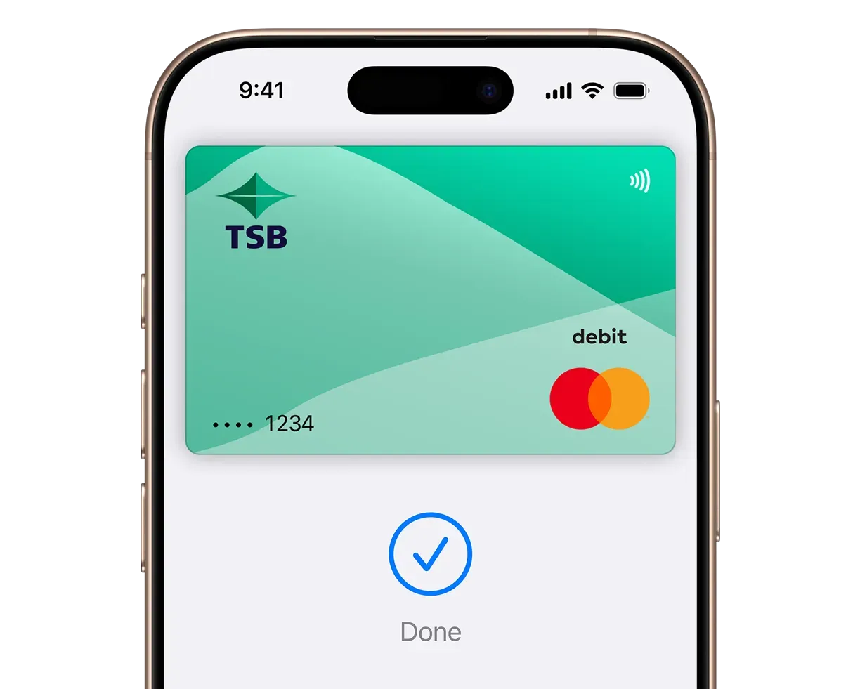 Apple Pay TSB Mastercard Debit phone
