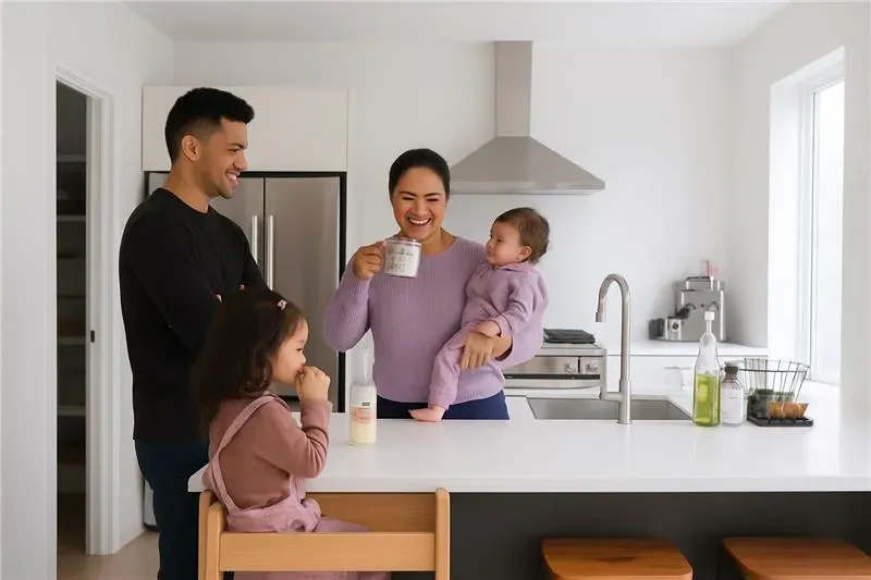 Family enjoying time together in the kitchen