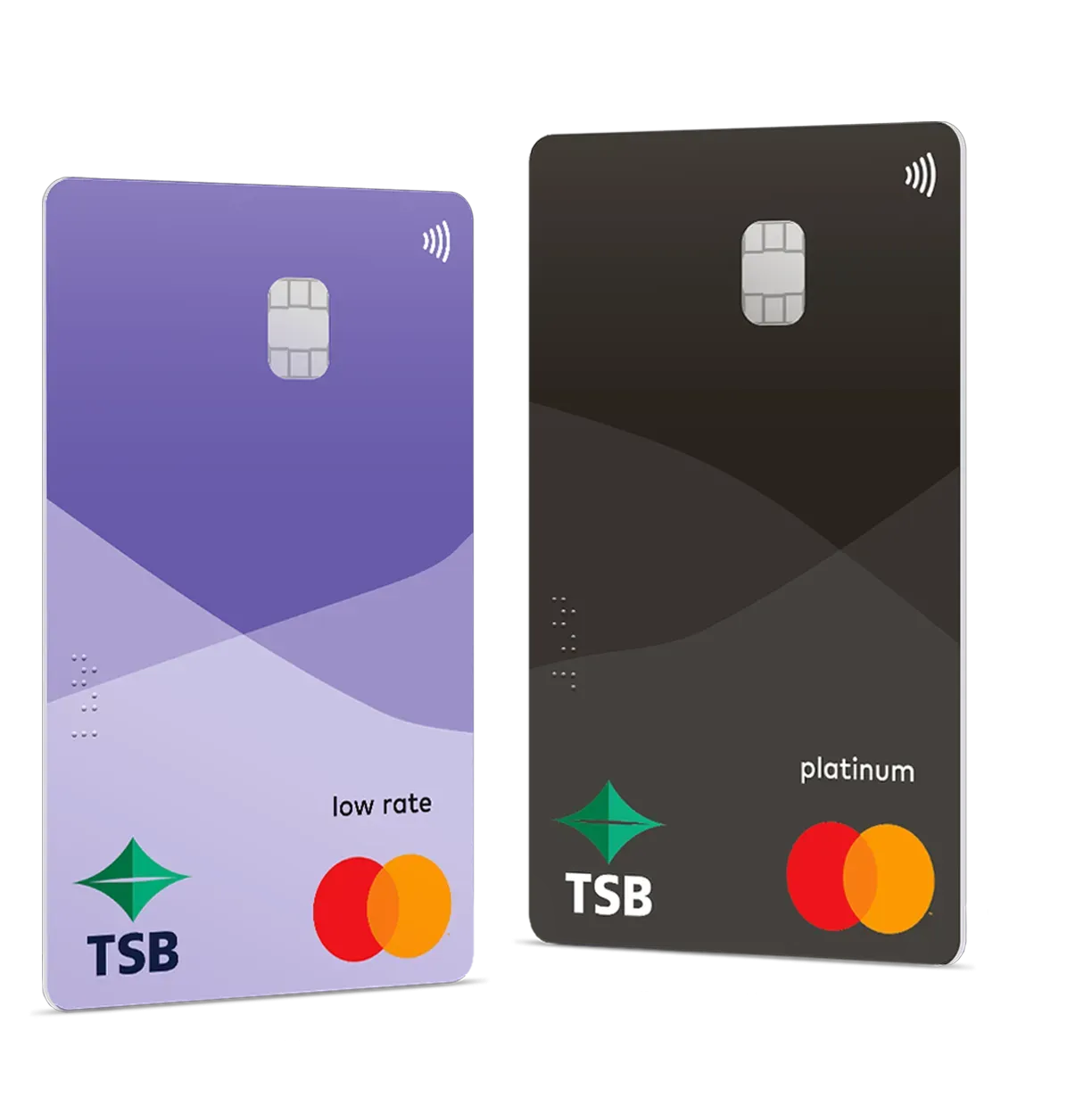TSB credit Mastercards Low Rate and Platinum side by side