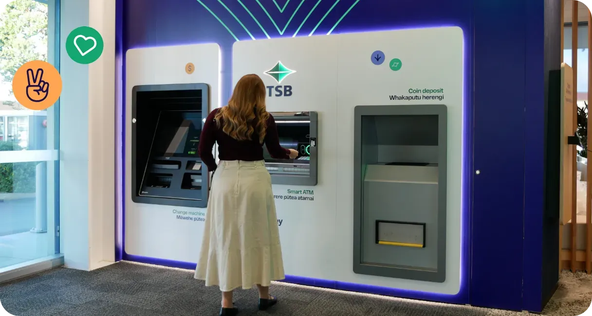 Woman using a TSB smart ATM