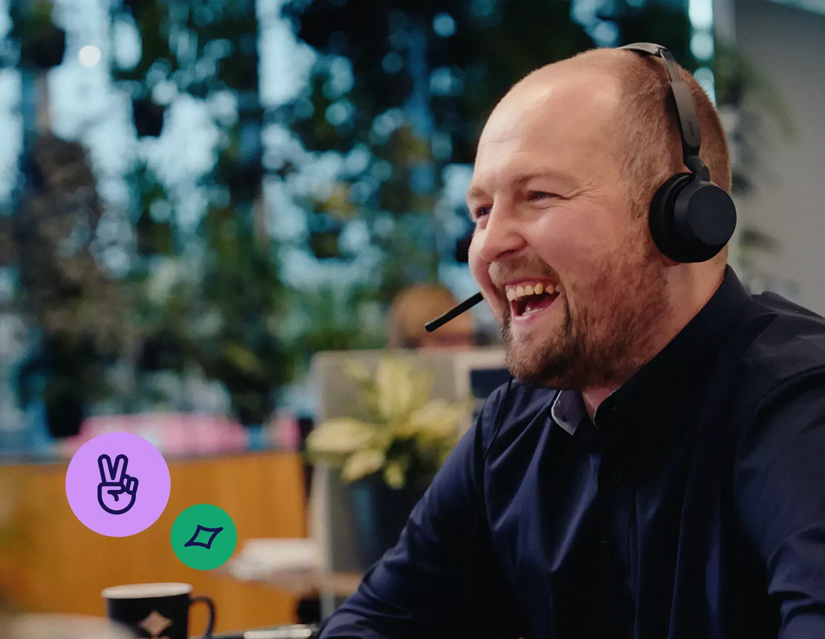 TSB customer support team member wearing a headset assisting a customer