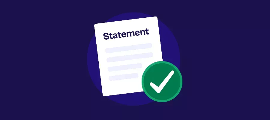 credit card statement with a green tick representing paying in full 